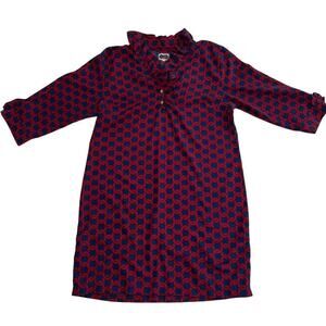 Mud Pie Boutique Red/Blue Knots Flounce Ruffle Collar Shirt Dress Size L(12-14)